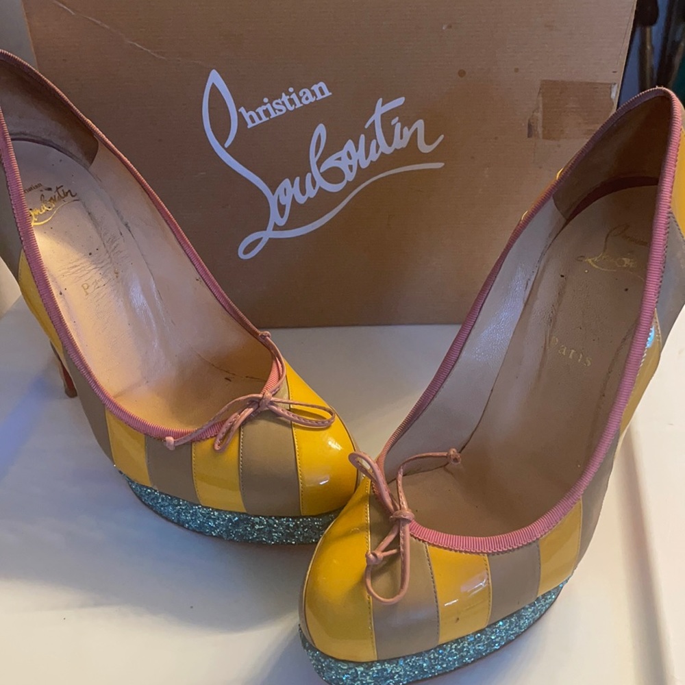 Christian Louboutin multicolored platforms  size 40.5